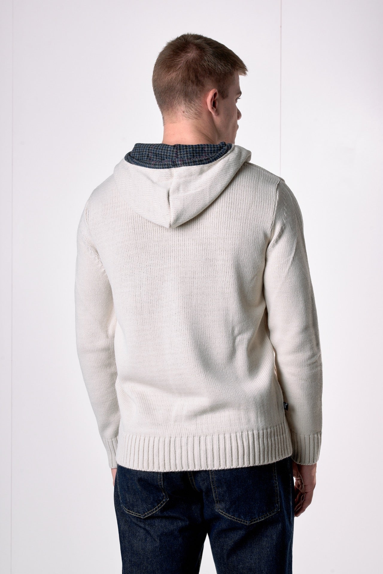 Cardigan Cappuccio Oslo Burro con interno in tessuto V2