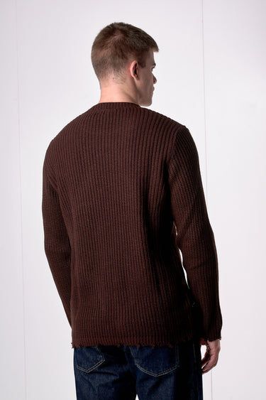 Maglione Girocollo con Strappi Moro