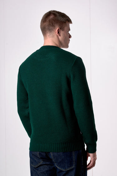 Maglione Girocollo occhio di pernice Verde con Taschino Patchwork Ricamato con Tessuti V2