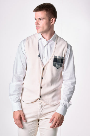 Butter single-breasted vest with back and pocket in V2 fabric