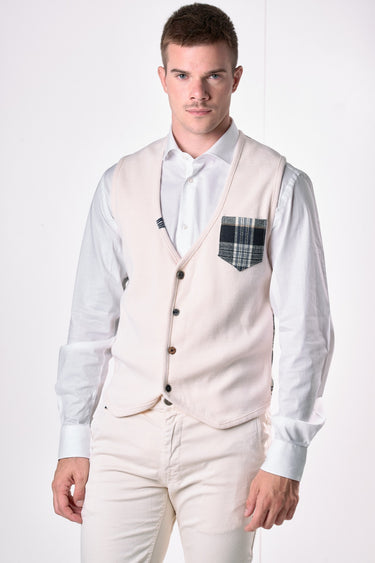 Butter single-breasted vest with back and pocket in V2 fabric