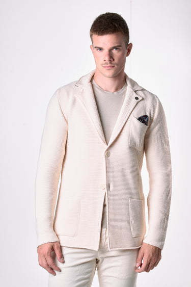 Links Burro single-breasted jacket with V2 fabric inner collar and pocket square