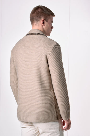 Giacca Monopetto Links Tortora con interno collo e pochette in tessuto V2