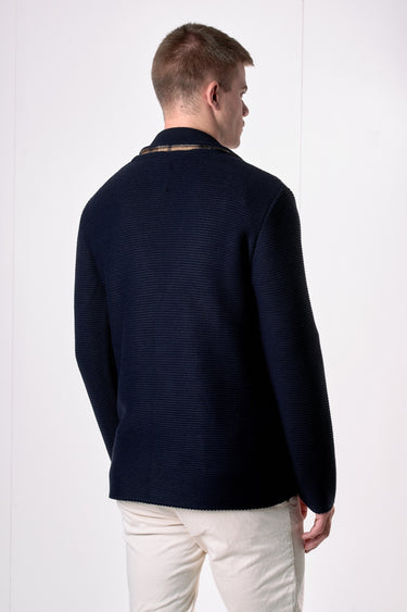 Giacca Monopetto Links Blu con interno collo e pochette in tessuto V2