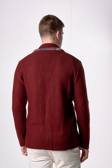 Giacca Monopetto Links Bordeaux con interno collo e pochette in tessuto V2