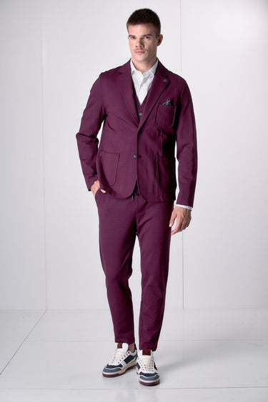 Giacca Monopetto Sartoriale Bordeaux con interni e pochette in tessuto V2