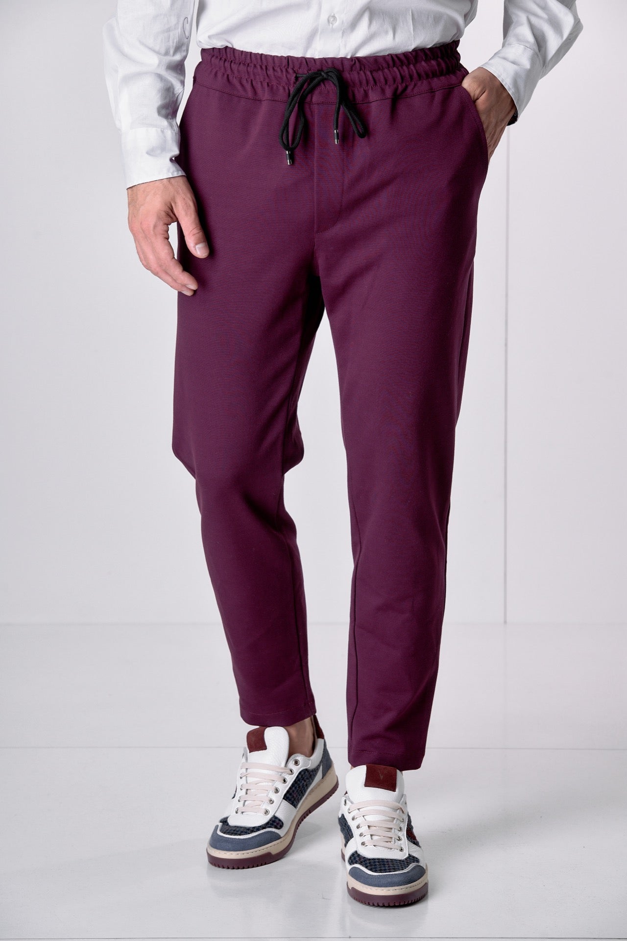 Pantalone Sartoriale Bordeaux con elastico in vita e interni in tessuto V2