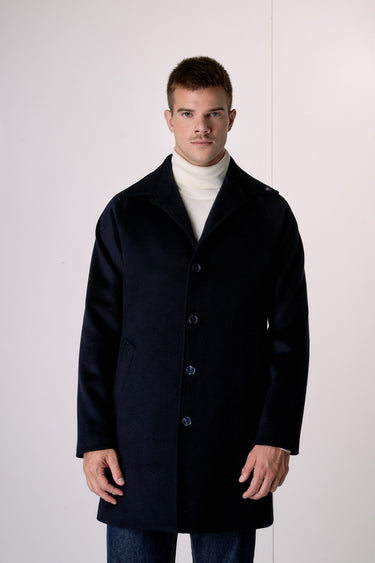 Cappotto Sartoriale Monopetto Diplomatico Blu con fodera interna in Tessuto V2