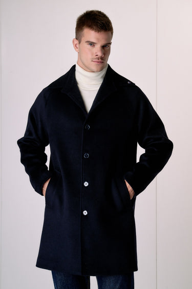 Cappotto Sartoriale Monopetto Diplomatico Blu con fodera interna in Tessuto V2