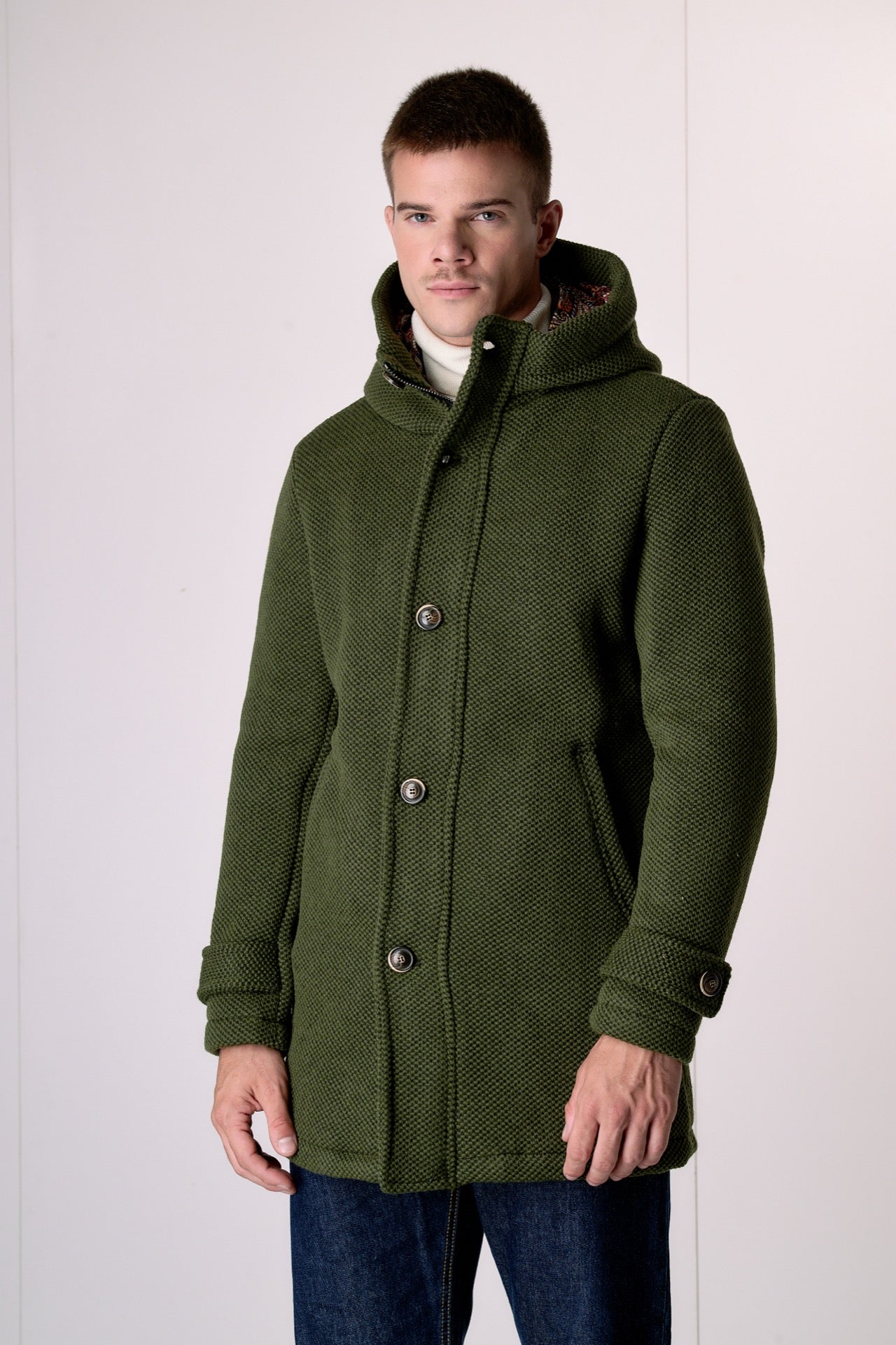 Parka punto riso Verde militare con fodera interna in Tessuto V2