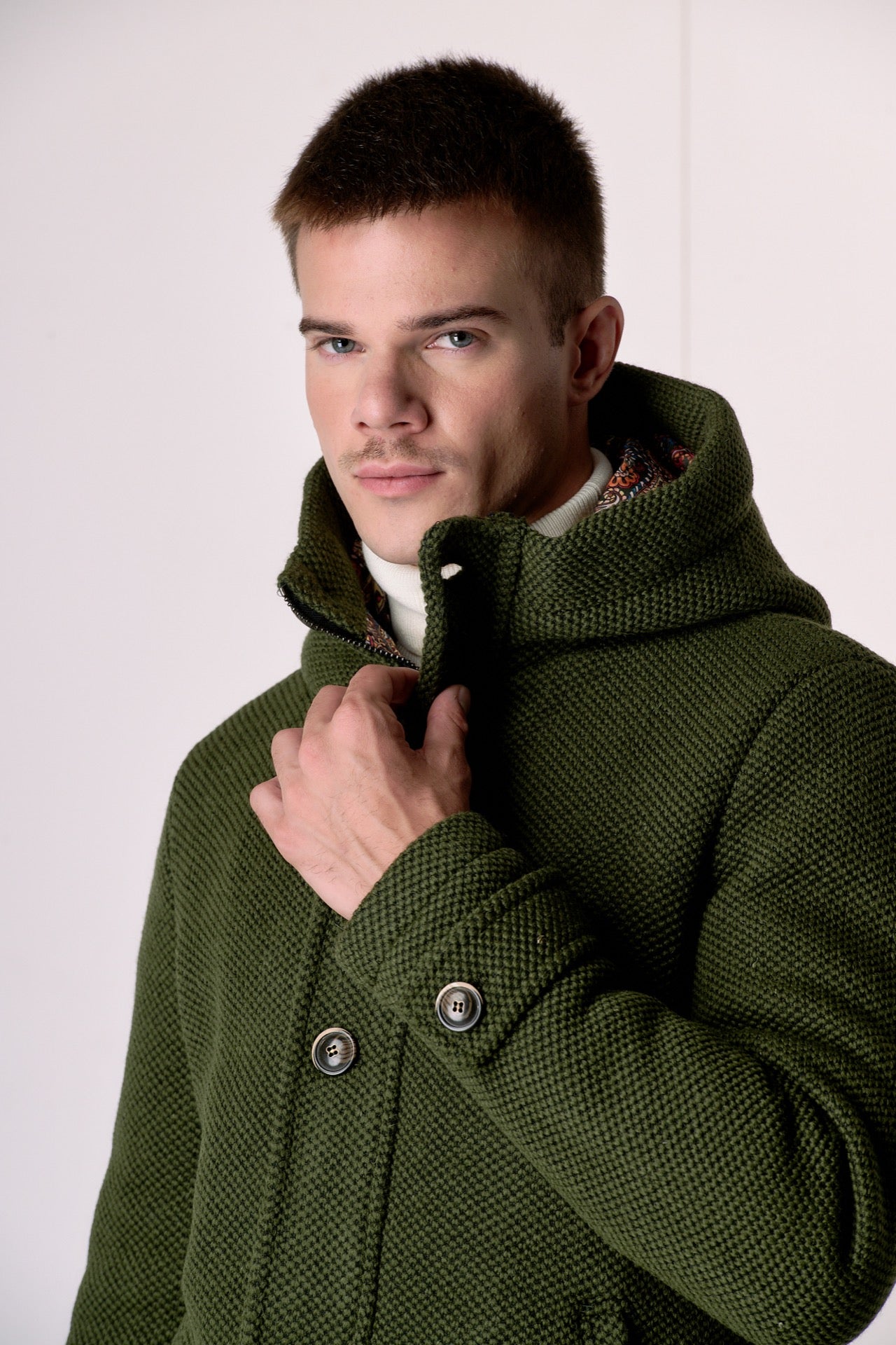 Parka punto riso Verde militare con fodera interna in Tessuto V2