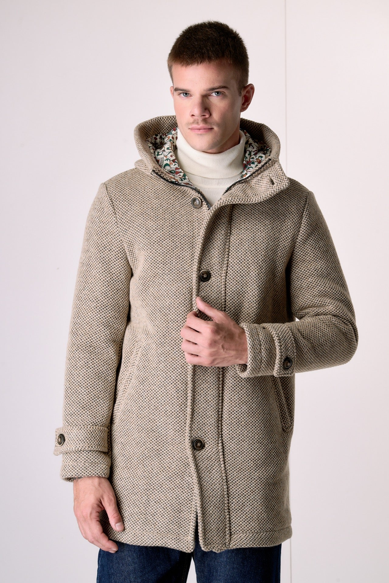 Parka punto riso Sabbia con fodera interna in Tessuto V2