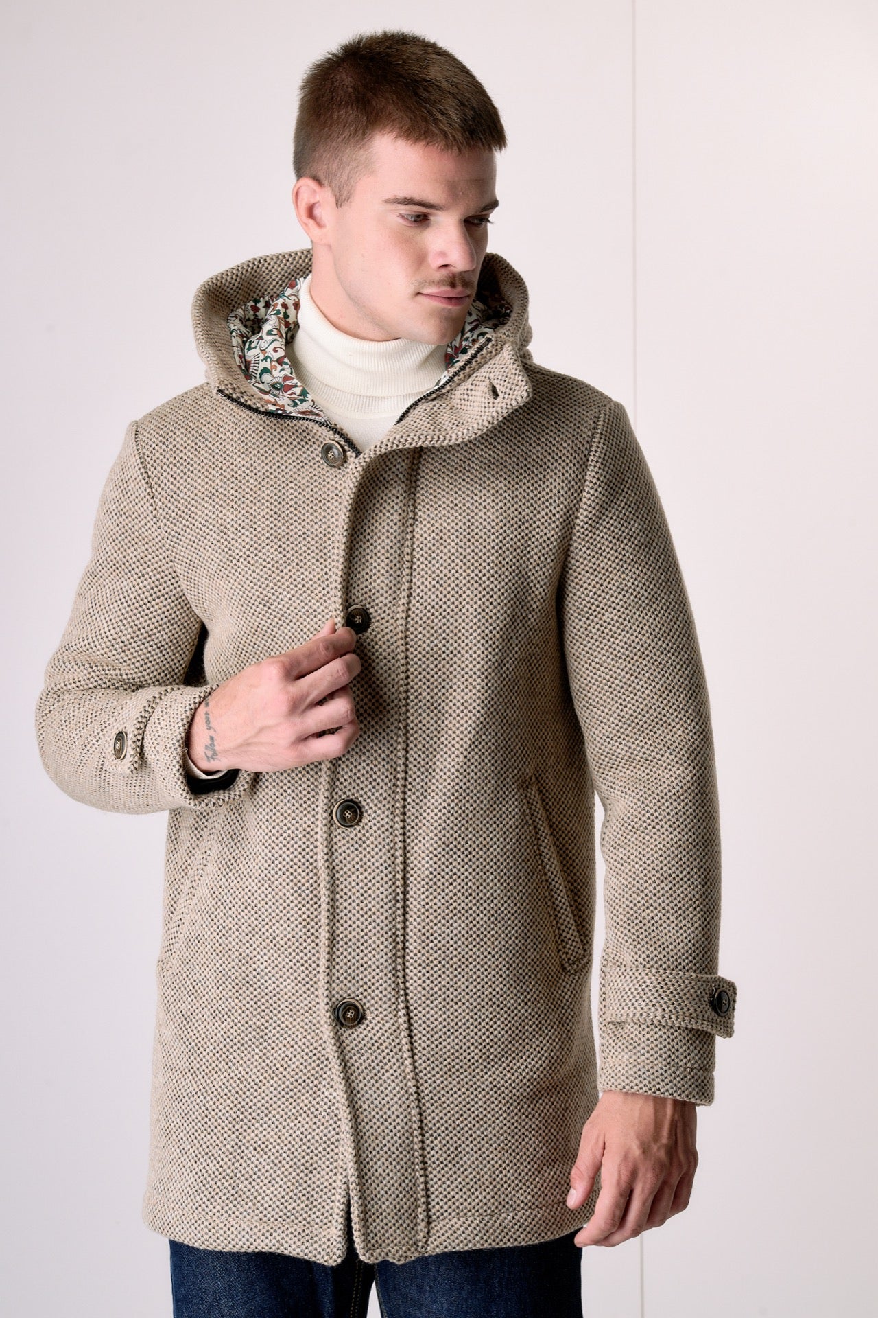 Parka punto riso Sabbia con fodera interna in Tessuto V2