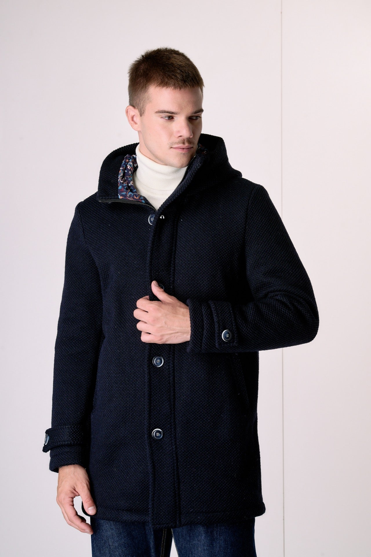 Parka punto riso Blu con fodera interna in Tessuto V2