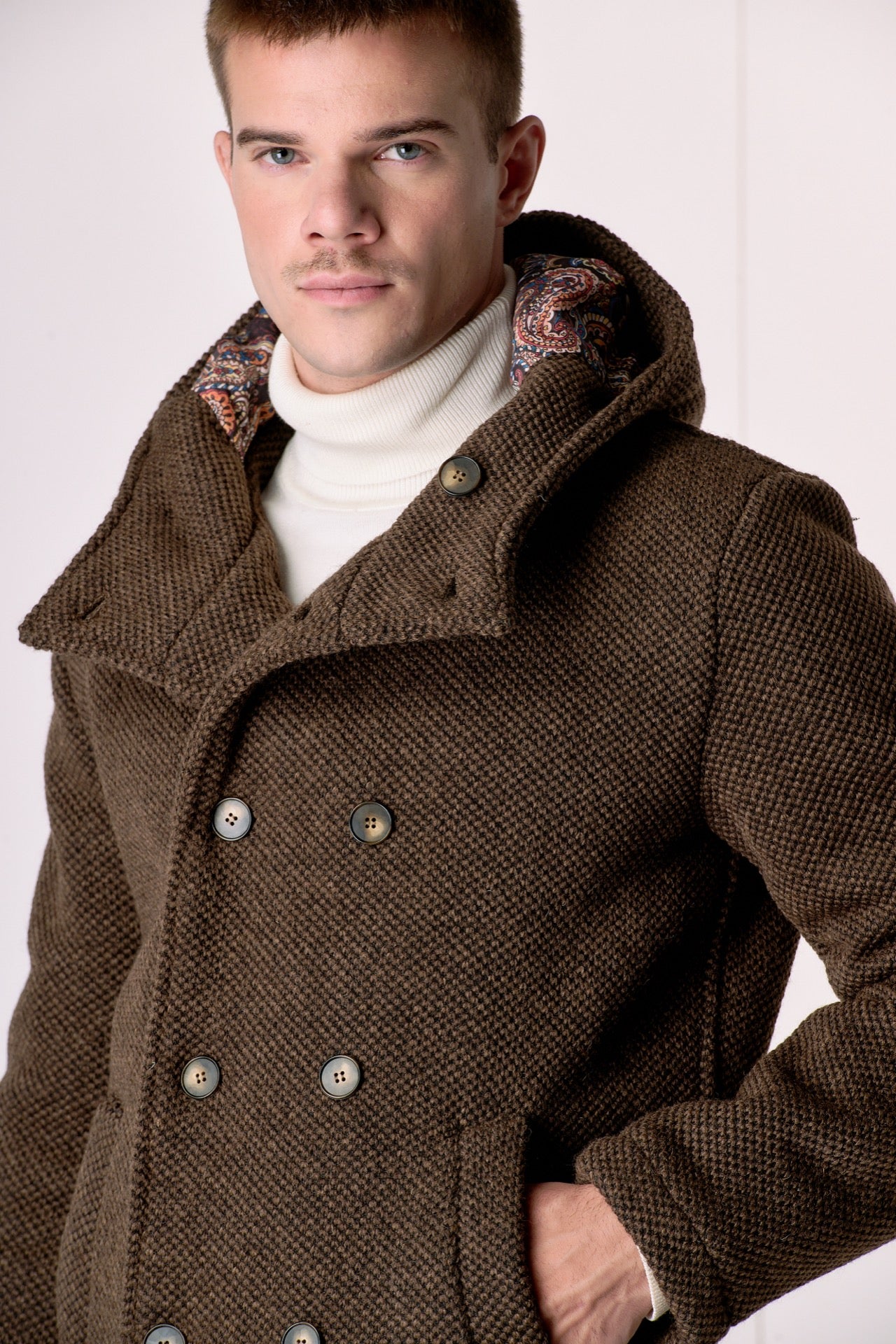 Peacot Doppiopetto punto riso Moro con fodera interna in Tessuto V2