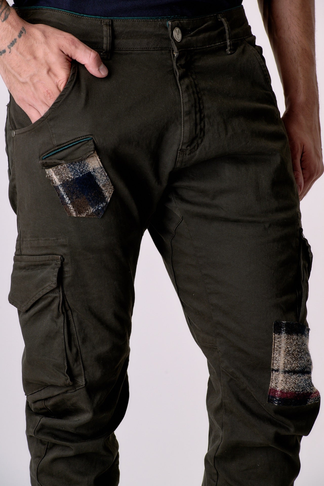 TEXAS - Cargo Slim Moro con Patchwork in tessuto V2