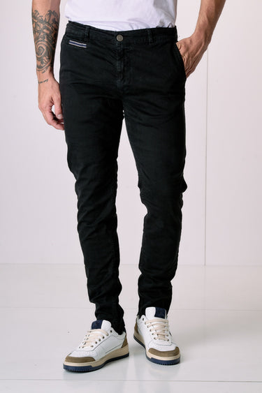 ROMA - Chino in cotone elasticizzato Nero con Salpa in tessuto V2