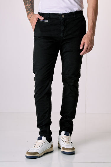 ROMA - Chino in cotone elasticizzato Nero con Salpa in tessuto V2