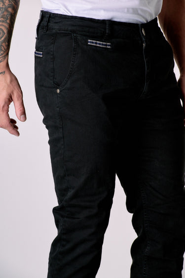 ROMA - Chino in cotone elasticizzato Nero con Salpa in tessuto V2