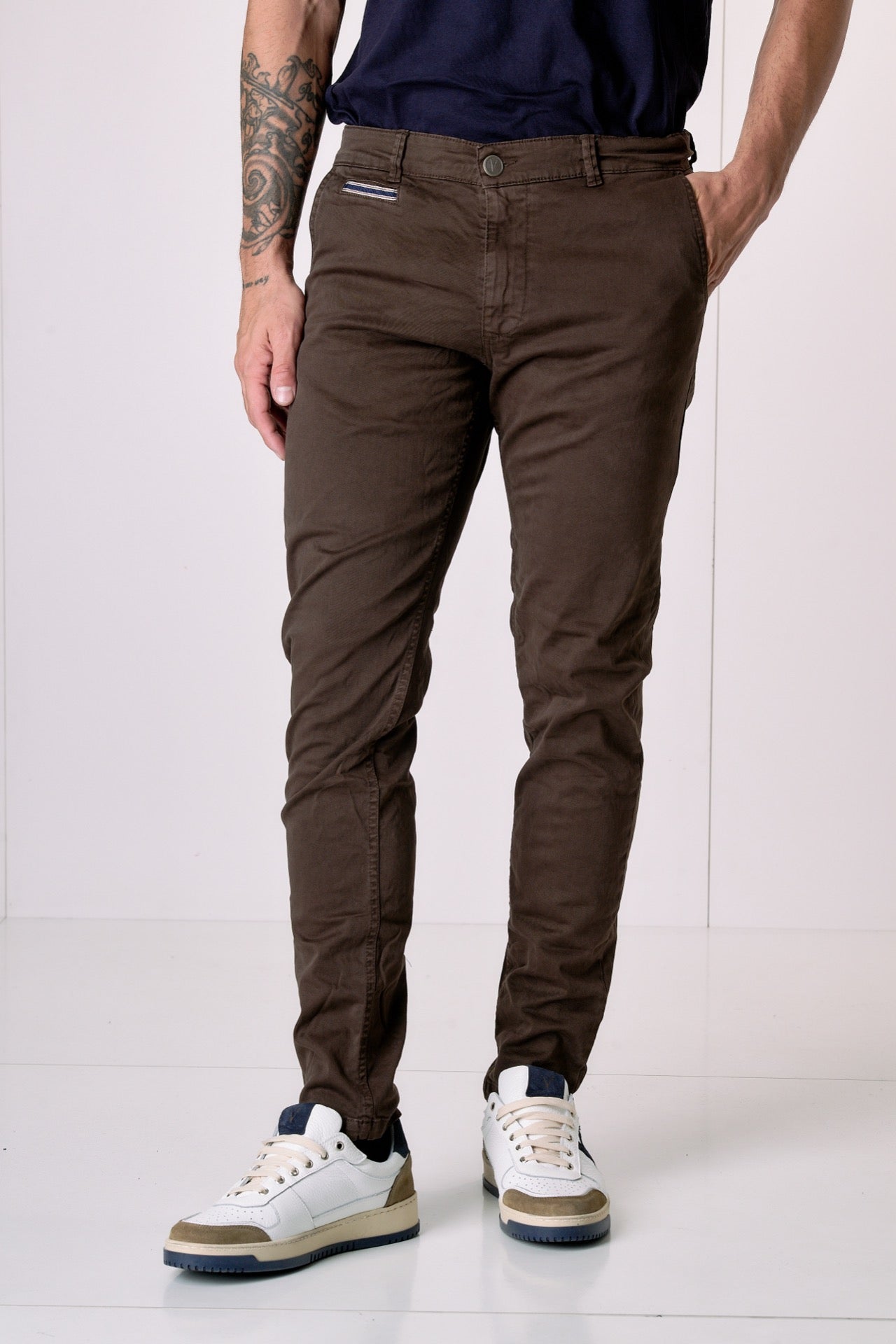 ROMA - Chino in cotone elasticizzato Moro con Salpa in tessuto V2