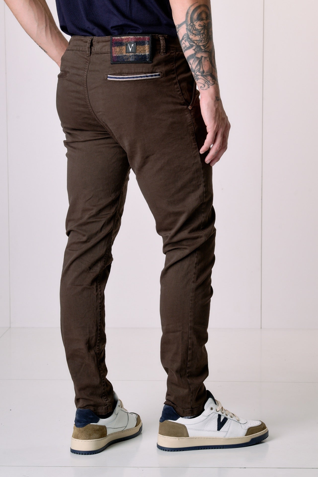 ROMA - Chino in cotone elasticizzato Moro con Salpa in tessuto V2