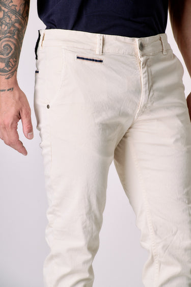 ROMA - Chino in cotone elasticizzato Panna con Salpa in tessuto V2