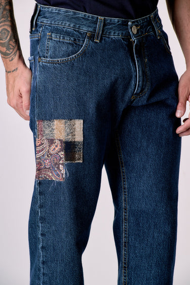 DETROIT - Jeans Loose Fit - Blu con patch frontali e salpa in tessuto V2