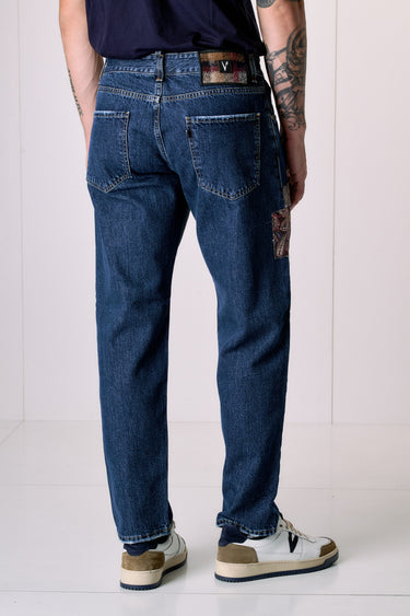 DETROIT - Jeans Loose Fit - Blu con patch frontali e salpa in tessuto V2