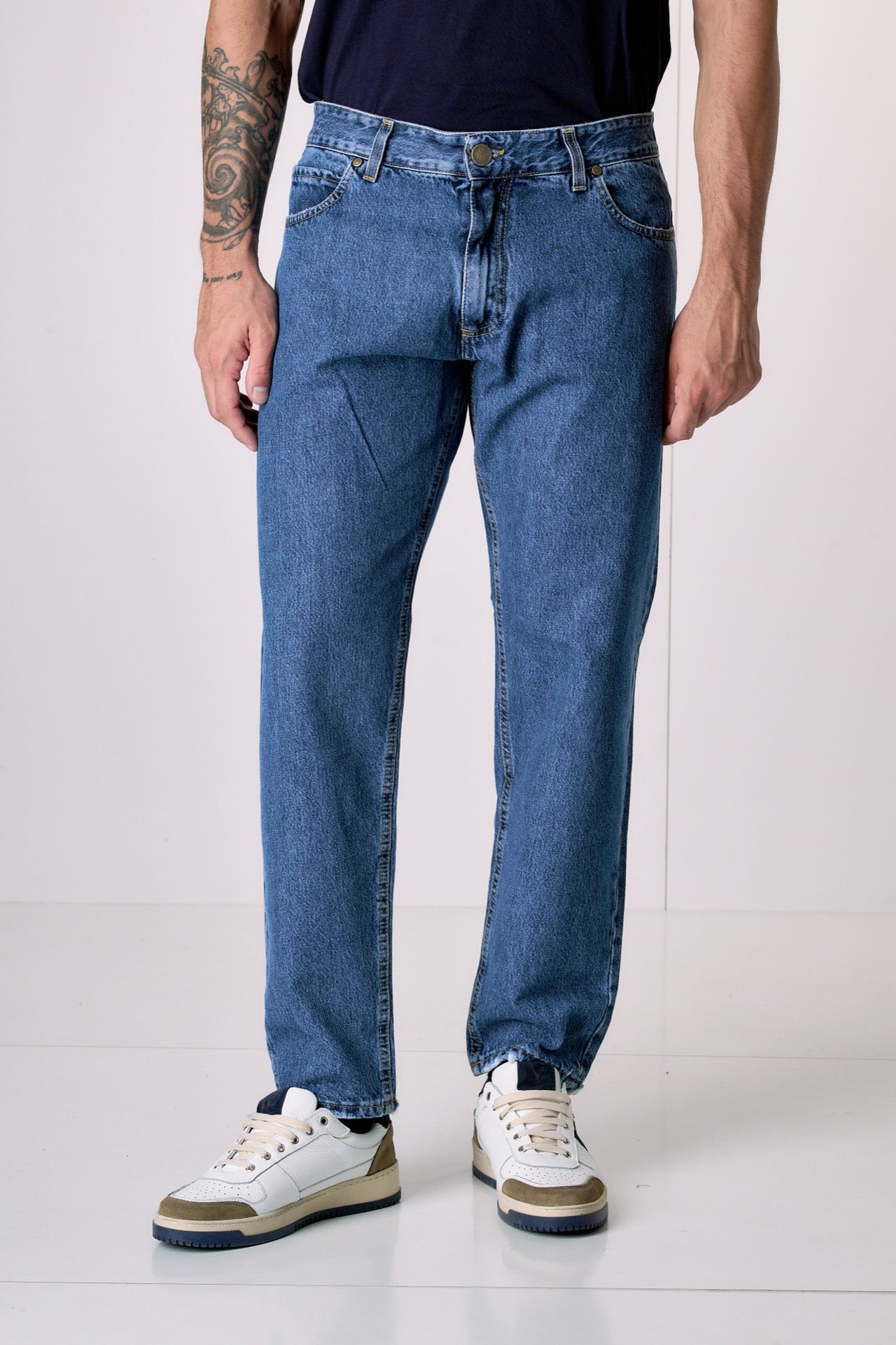 DETROIT - Jeans Loose Fit - Azzurro con salpa in tessuto V2