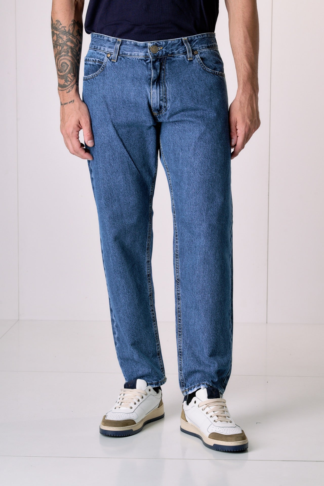 DETROIT - Jeans Loose Fit - Azzurro con salpa in tessuto V2