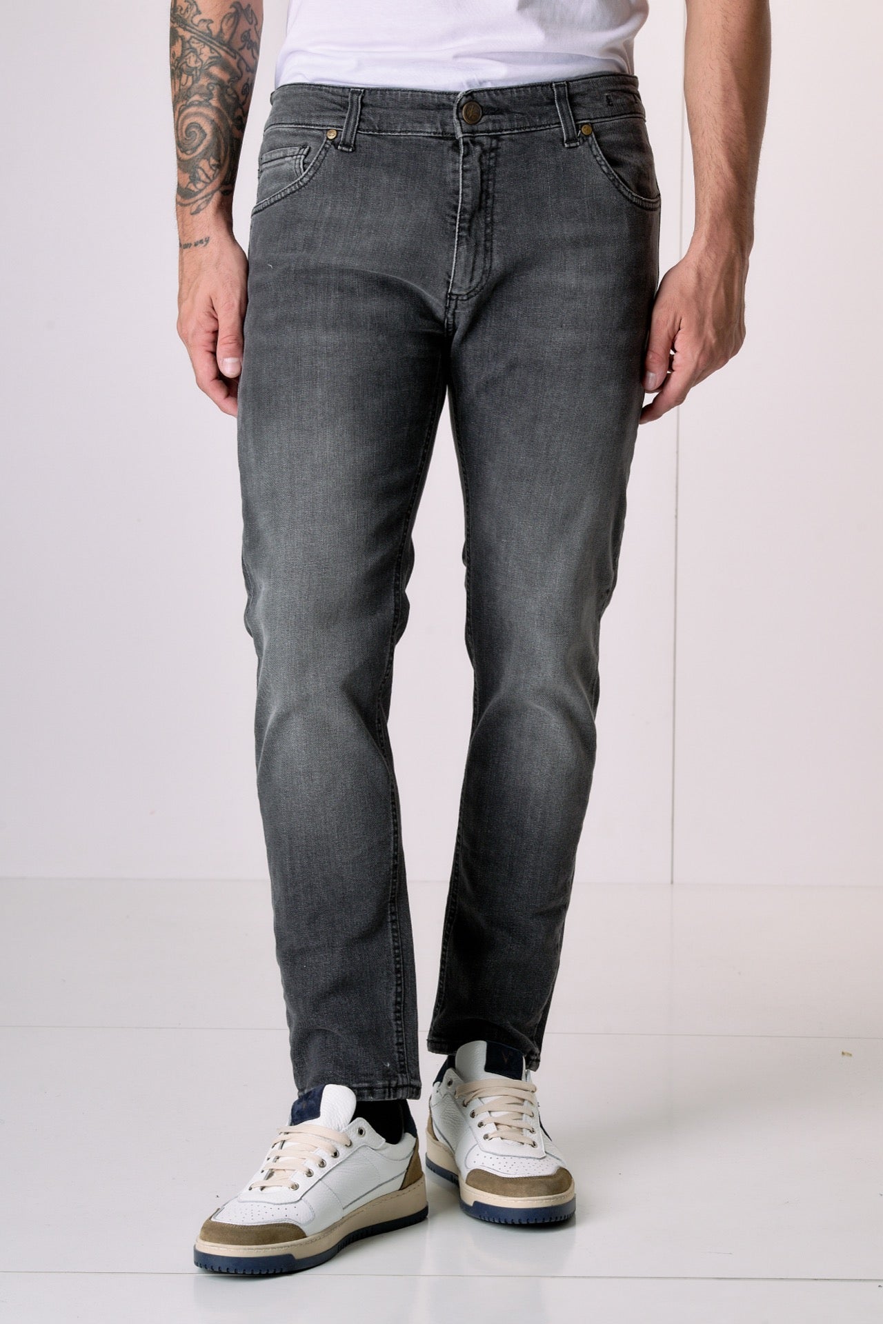 NEW YORK - Pantalone Slim Fit - Antracite con tasca in tessuto V2