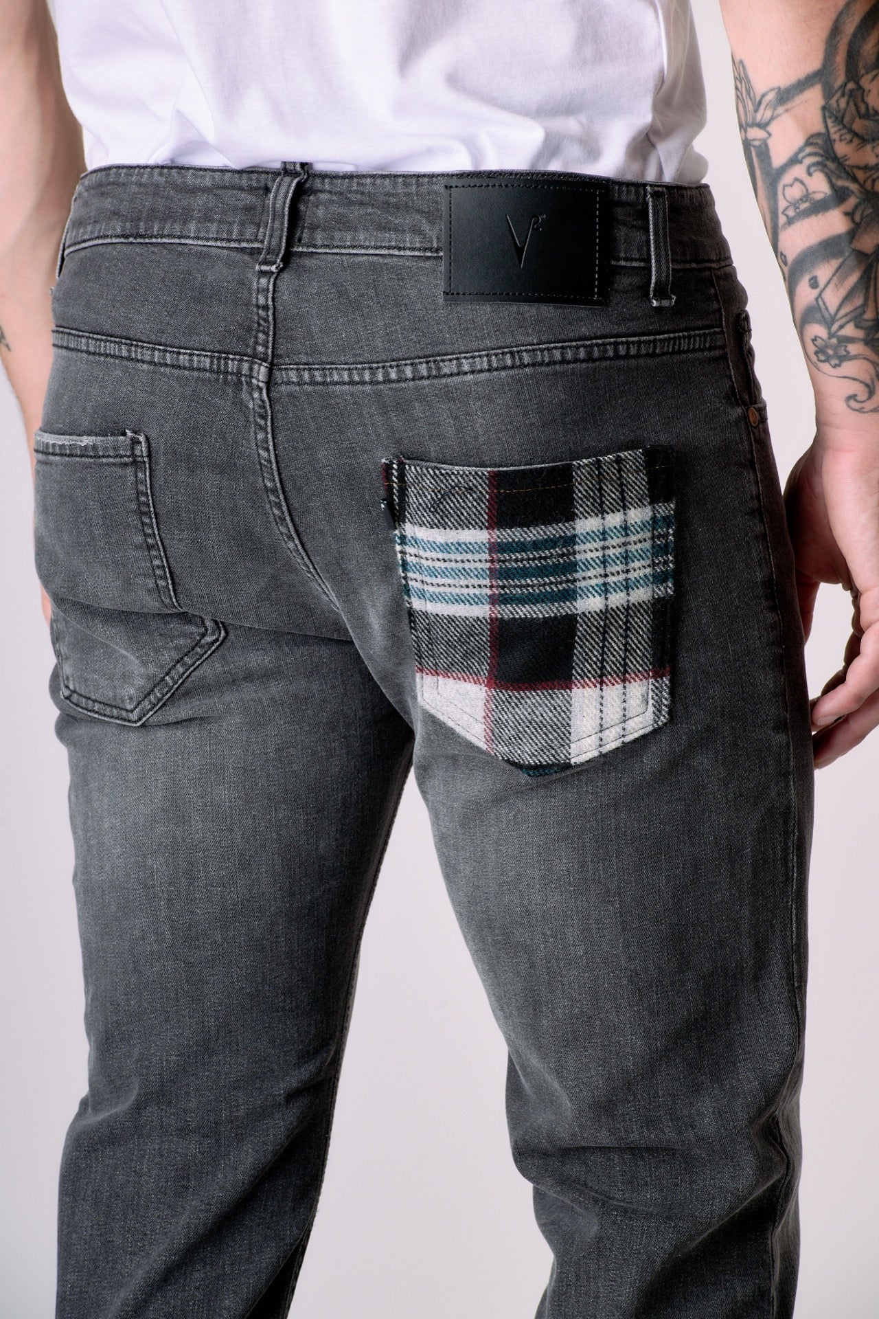 NEW YORK - Pantalone Slim Fit - Antracite con tasca in tessuto V2