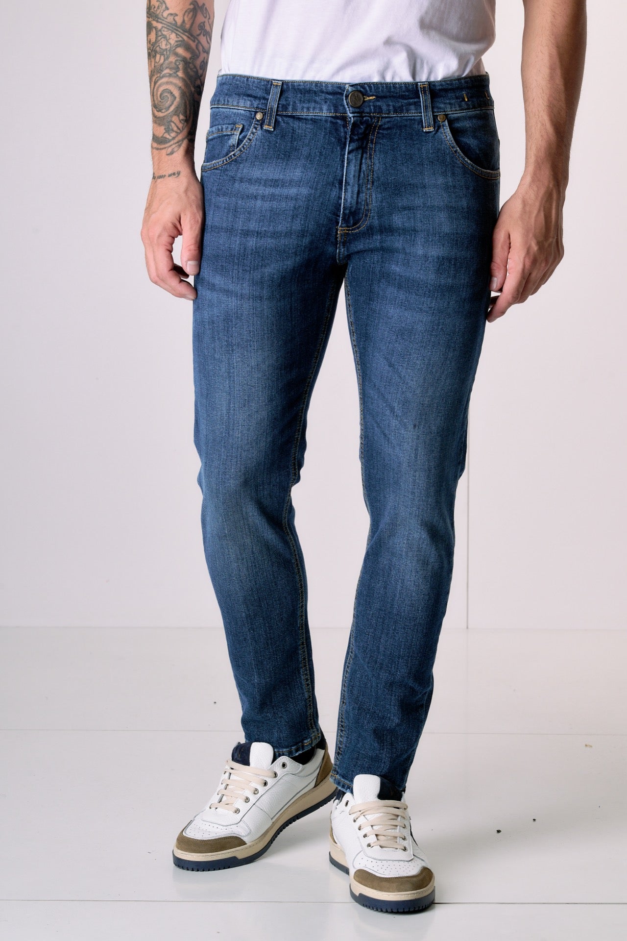 NEW YORK - Pantalone Slim Fit - Blu con tasca in tessuto V2