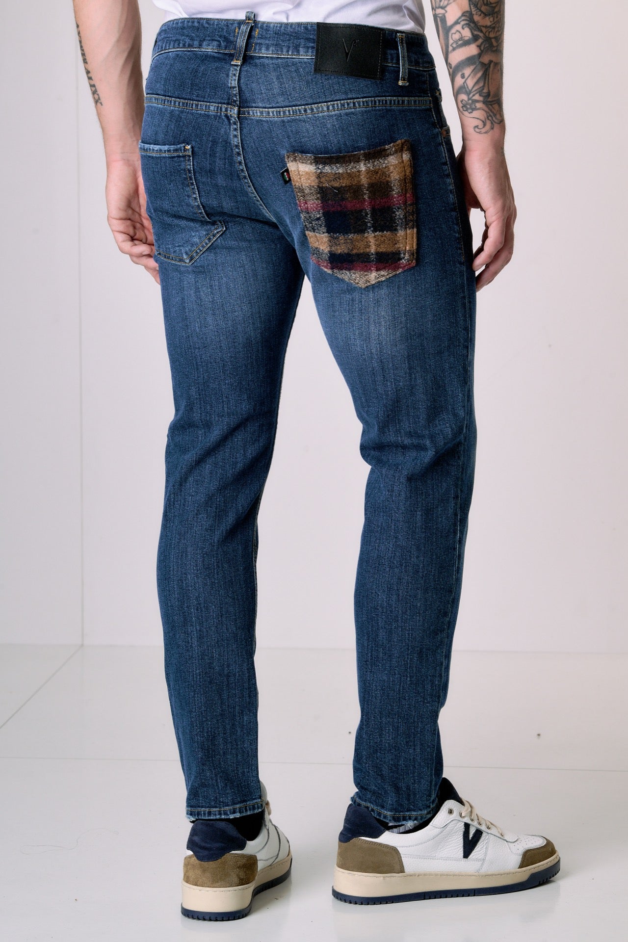 NEW YORK - Pantalone Slim Fit - Blu con tasca in tessuto V2