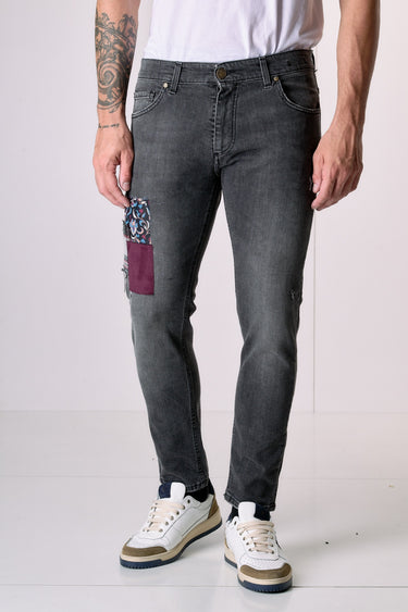 TOKYO - Jeans Slim Fit - Antracite con Tripla Patch frontale