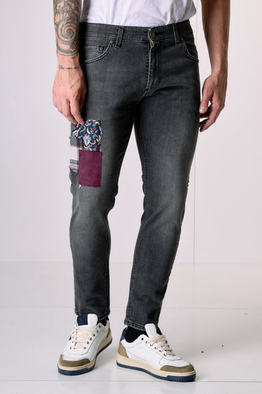 TOKYO - Jeans Slim Fit - Antracite con Tripla Patch frontale