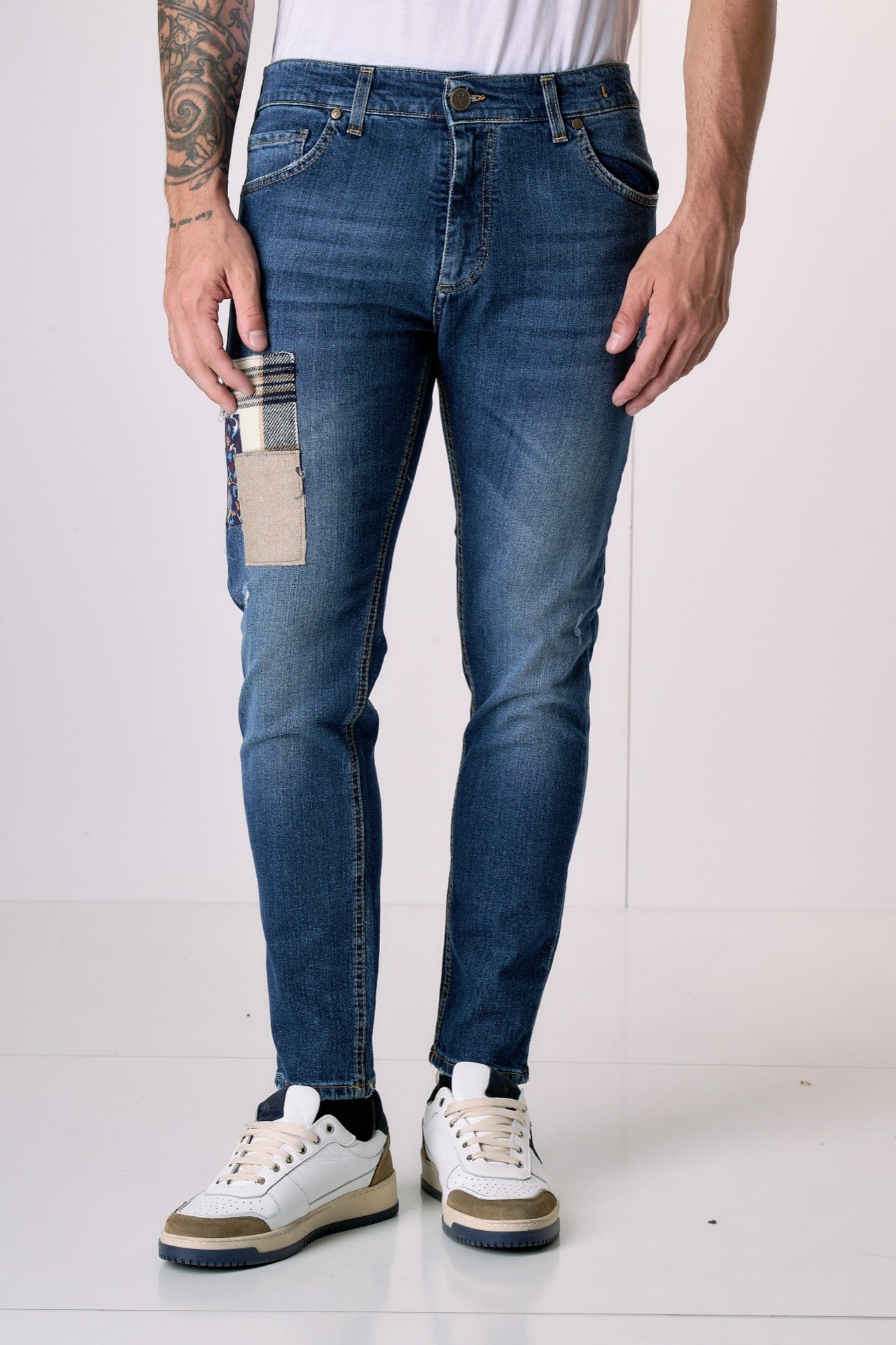 TOKYO - Jeans Slim Fit - Blu con Tripla Patch frontale
