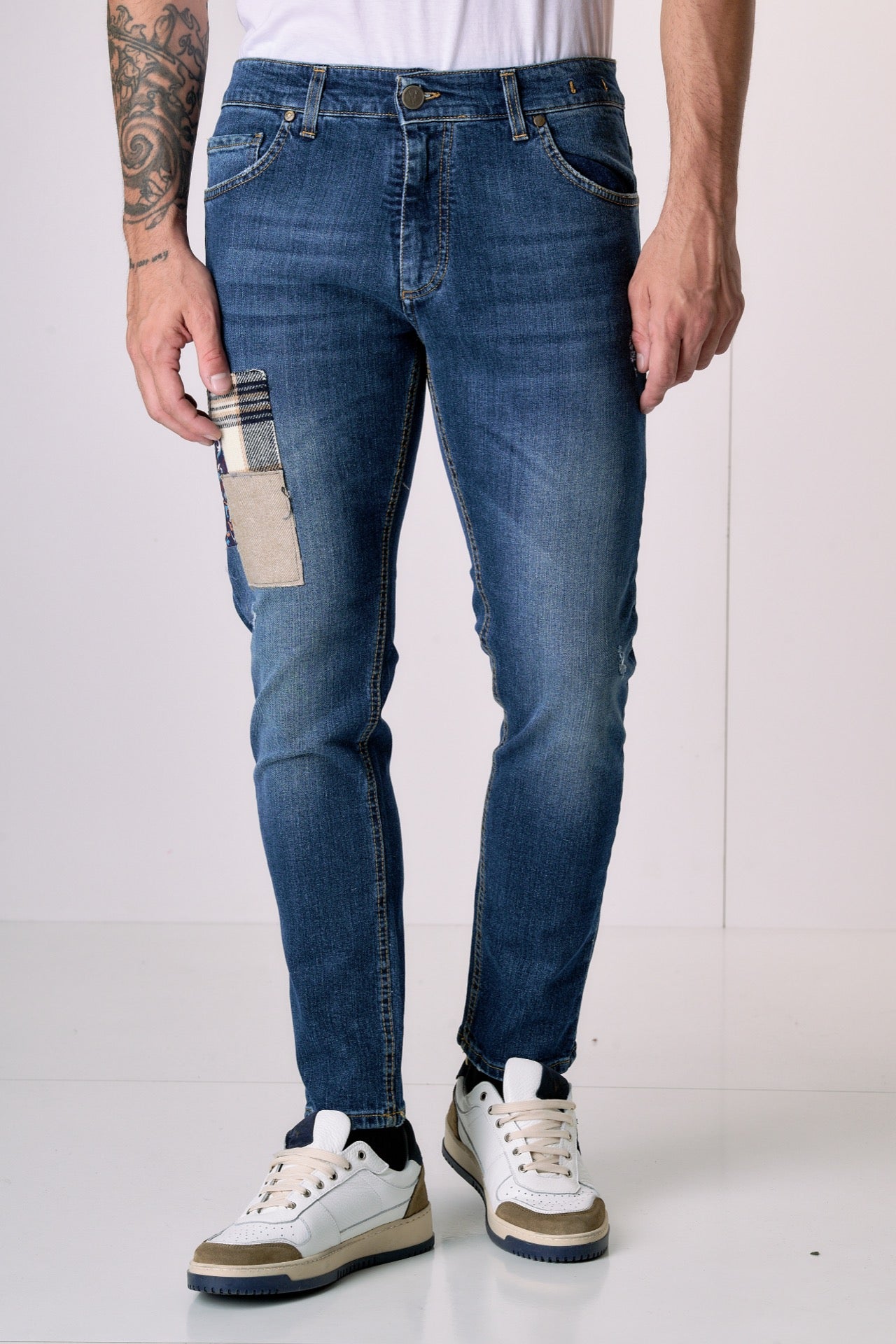 TOKYO - Jeans Slim Fit - Blu con Tripla Patch frontale