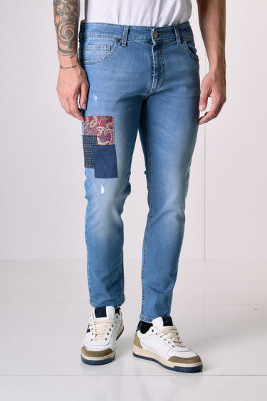 TOKYO - Jeans Slim Fit - Azzurro con Tripla Patch frontale