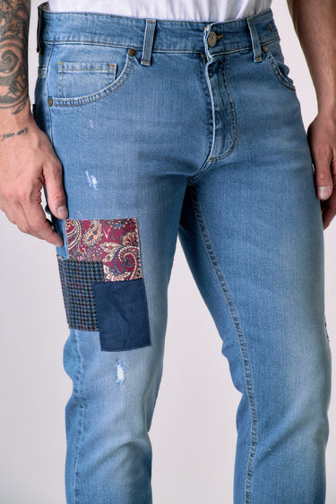TOKYO - Jeans Slim Fit - Azzurro con Tripla Patch frontale