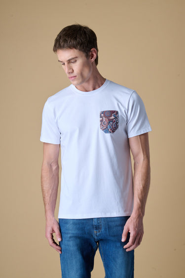 T-Shirt regular Bianca con Taschino in tessuto V2