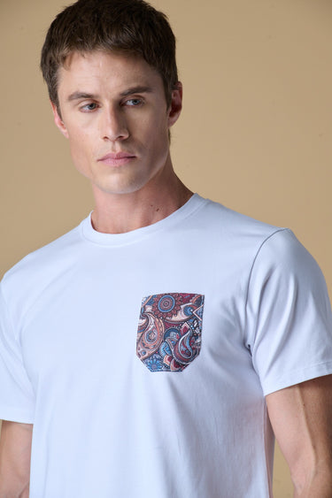 T-Shirt regular Bianca con Taschino in tessuto V2