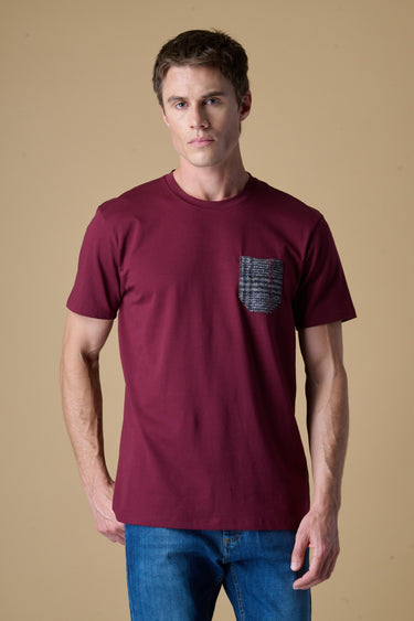 T-Shirt regular Bordeaux con Taschino in tessuto V2