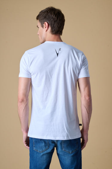 T-Shirt slim Bianca con Taschino in tessuto V2
