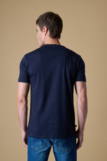 T-Shirt Blu con stampa Teddy e inserti in tessuto V2