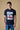 T-Shirt Blu con stampa Supercar e inserti in tessuto V2