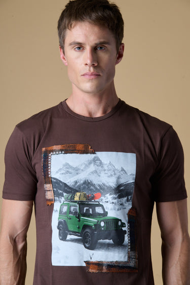 T-Shirt Moro con stampa Fuoristrada e inserti in tessuto V2