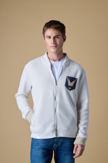 Felpa Bomber Zip Double Burro con taschino ricamato in tessuto V2