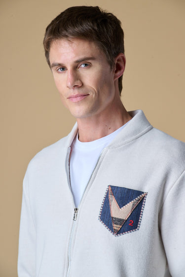 Felpa Bomber Zip Double Burro con taschino ricamato in tessuto V2