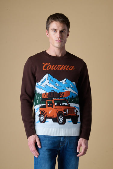 Maglione Girocollo con intarsio Jaquard Courma Moro